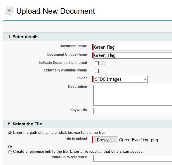 Creating Green Flag in Salesforce Documents